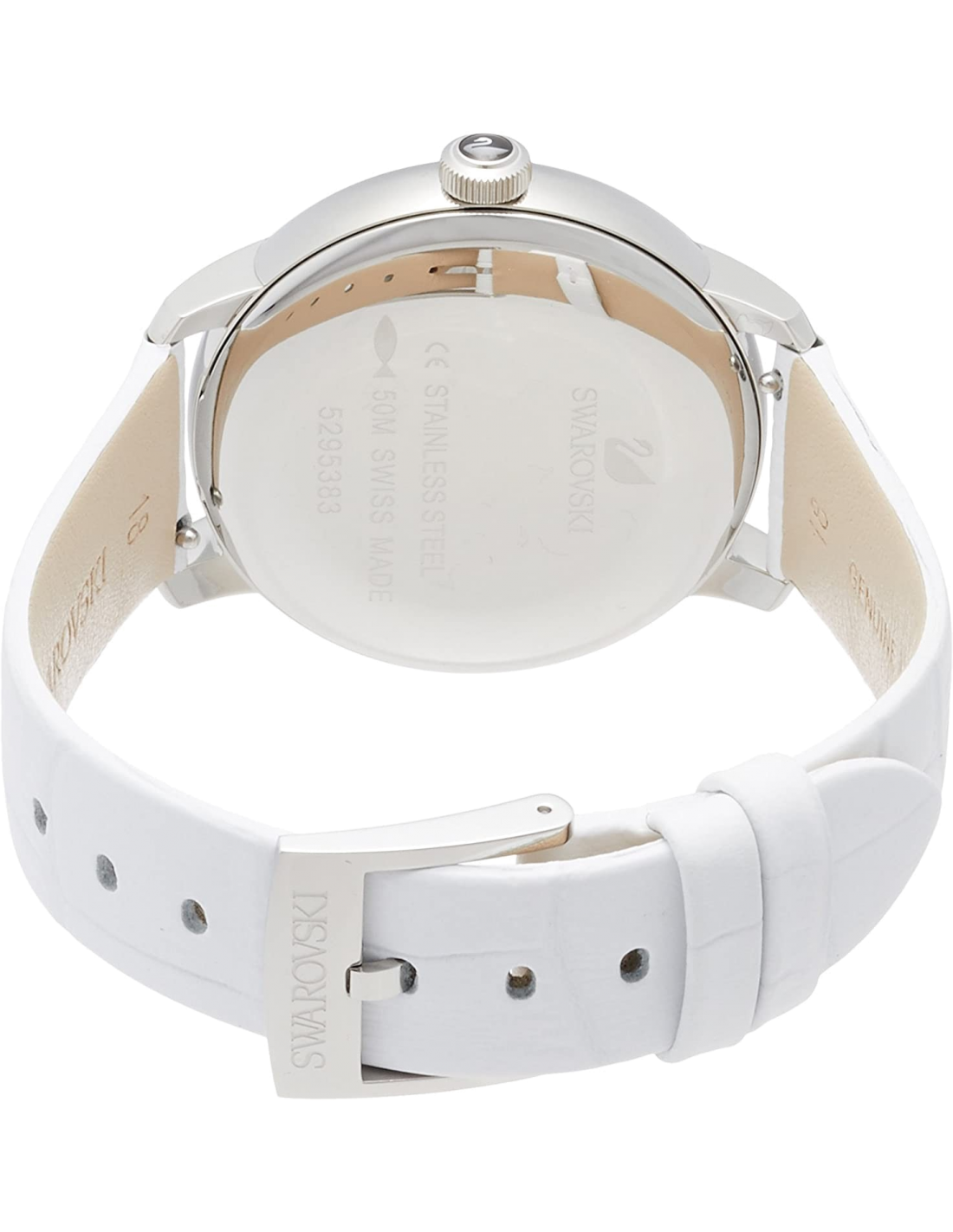 Montre Femme Swarovski Crystalline 5295383 - Cadran argent, bracelet cuir blanc vue 2