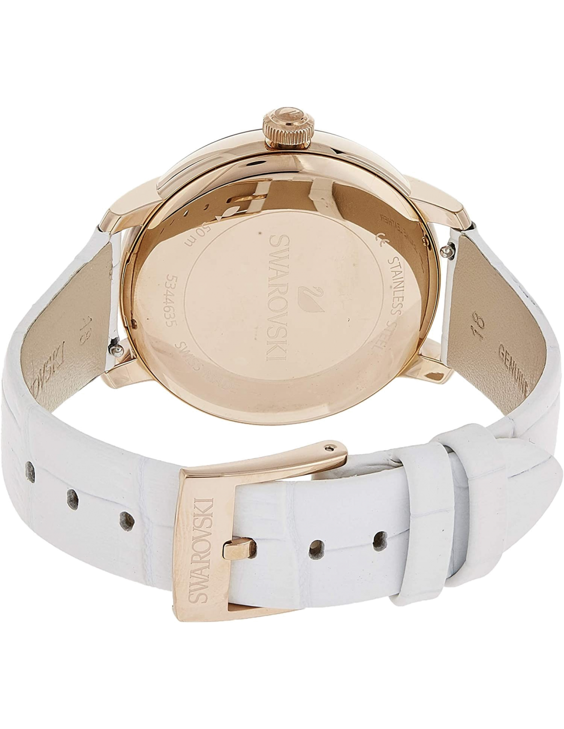 Montre Femme Swarovski Crystalline Oval 5344635 bracelet cuir blanc vue 2