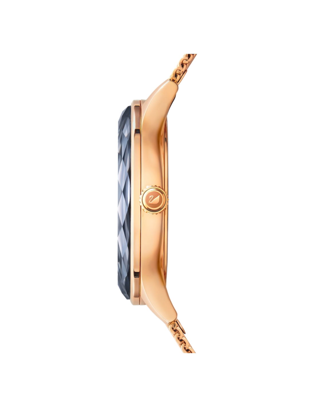 Montre Swarovski Octea Nova 5430424 pour femme, cadran noir et bracelet maille milanaise or rose vue 2