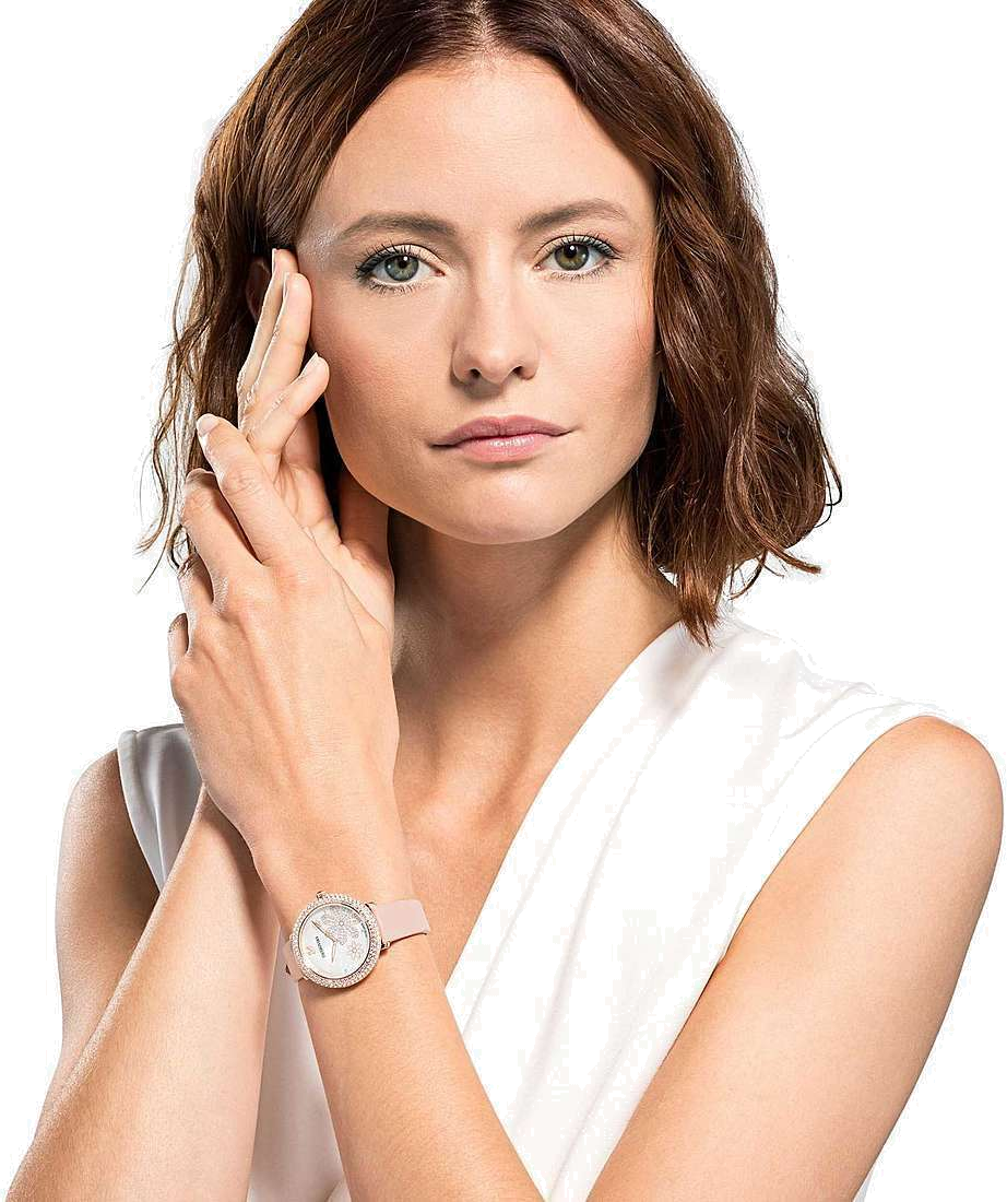 Swarovski Crystal Frost 5519223 - Montre Femme Cadran Argent Bracelet Cuir Rose vue 3