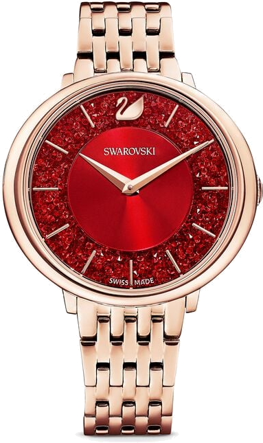 Montre Femme Swarovski Crystalline 5547608 Cadran Rouge Cristaux Acier Or Rose