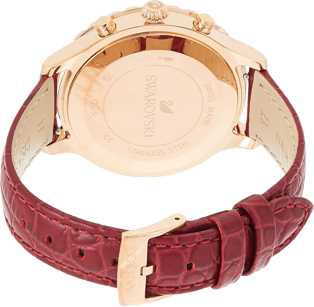 Montre Femme Swarovski Octea Lux Chrono 5547642 - Cadran et Bracelet Cuir Rouge vue 3