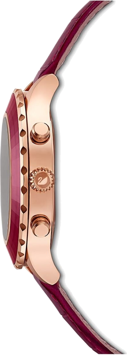 Montre Femme Swarovski Octea Lux Chrono 5547642 - Cadran et Bracelet Cuir Rouge vue 4