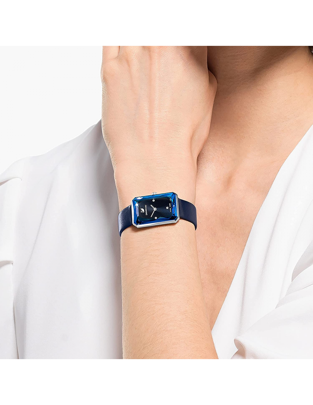 Montre Swarovski 5547713 Uptown Rectangulaire Bracelet Cuir Bleu vue 2