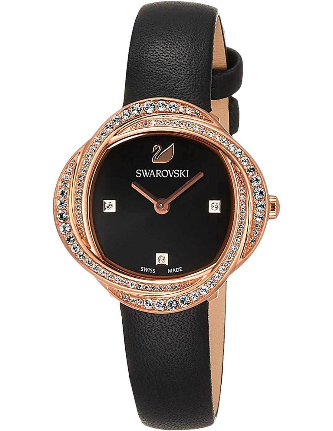 Montre Femme Swarovski Crystal Flower 5552421, Boîtier Or Rose, Cadran et Bracelet Noir