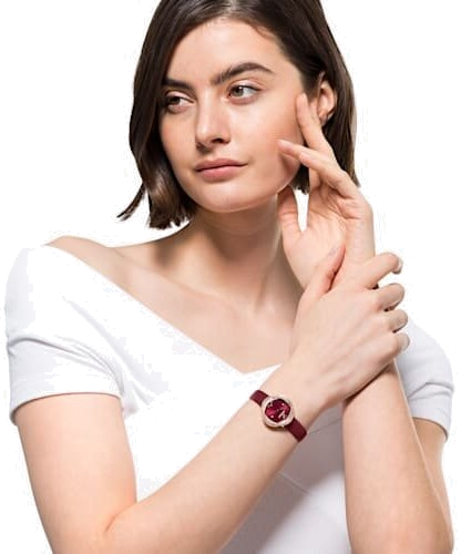 Montre Femme Swarovski 5552780 - Cadran Cristal Flower, Bracelet Cuir Bordeaux vue 4