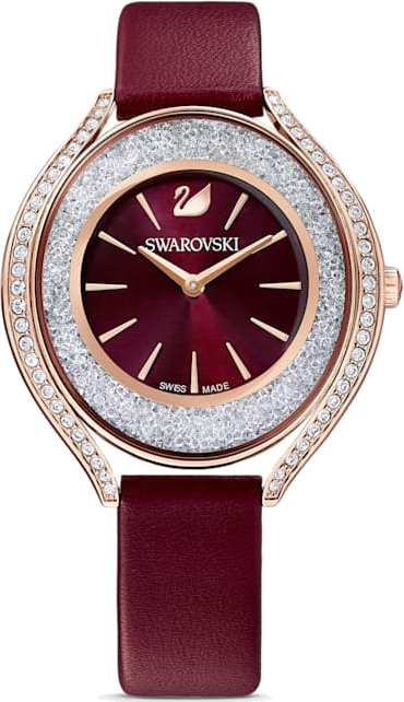 Montre Swarovski 5558637 Acier Rose Gold et Cuir Bordeaux