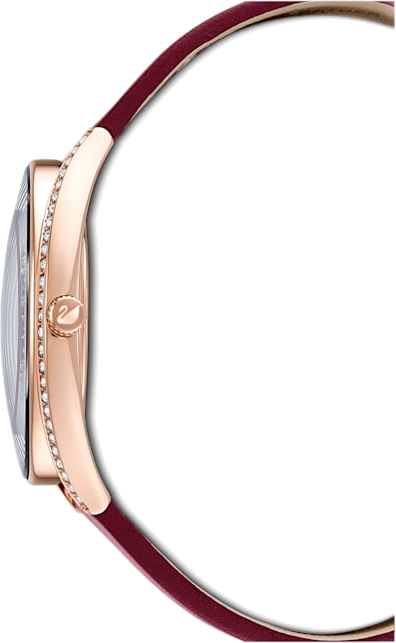Montre Femme Swarovski 5558637, Boîtier Or Rose Acier et Bracelet Cuir Bordeaux vue 3