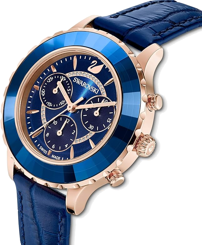 Montre Femme Swarovski Octea Lux Chrono 5563480 - Cadran et Bracelet Cuir Bleu vue 2