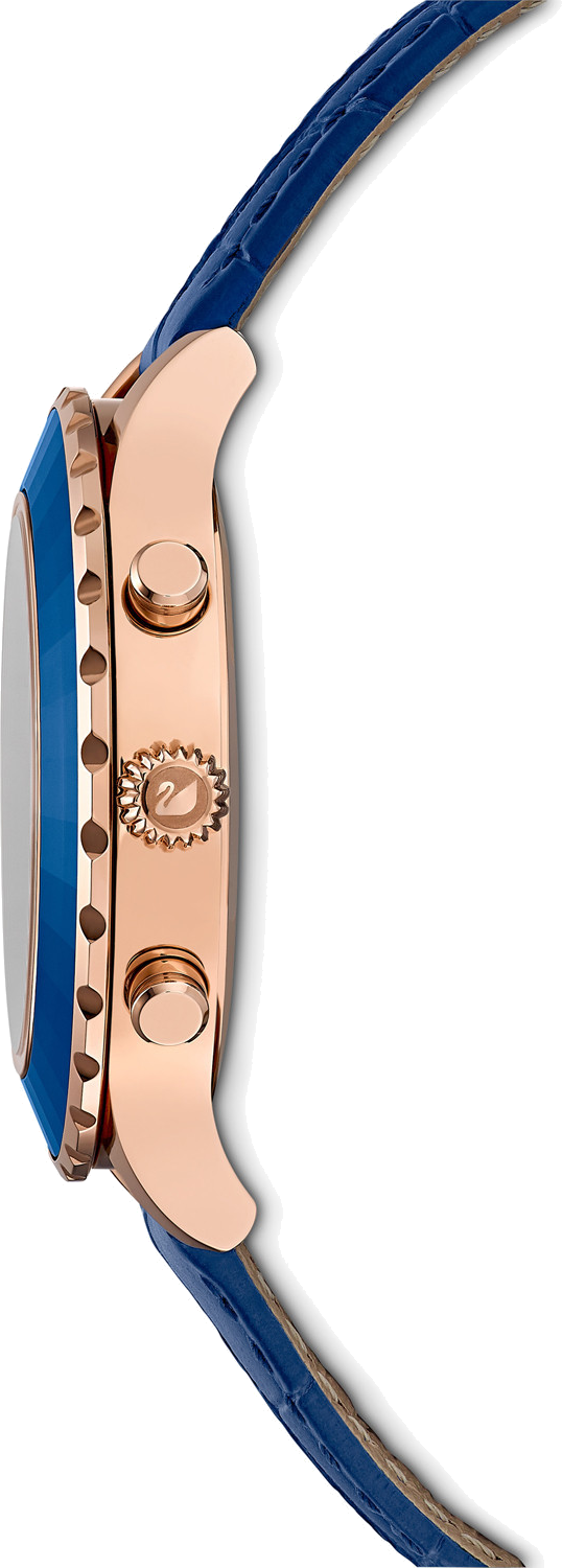 Montre Femme Swarovski Octea Lux Chrono 5563480 - Cadran et Bracelet Cuir Bleu vue 3