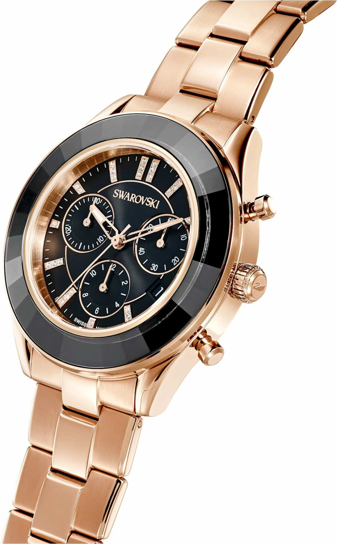 Montre Femme Swarovski Octea Lux Sport 5610478 - Cadran Noir, Bracelet Acier Or Rose vue 3