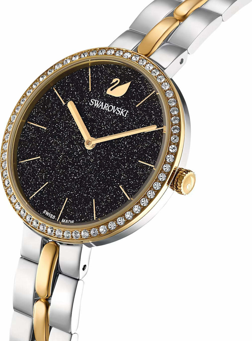 Montre Femme Swarovski 5644072 Cosmopolitan Acier Bicolore Cadran Noir Pailleté vue 3