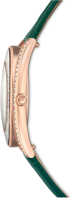 Montre Femme Swarovski 5644078, Cadran Tonneau Vert et Boîtier Or Rose, Bracelet Cuir Vert vue 2
