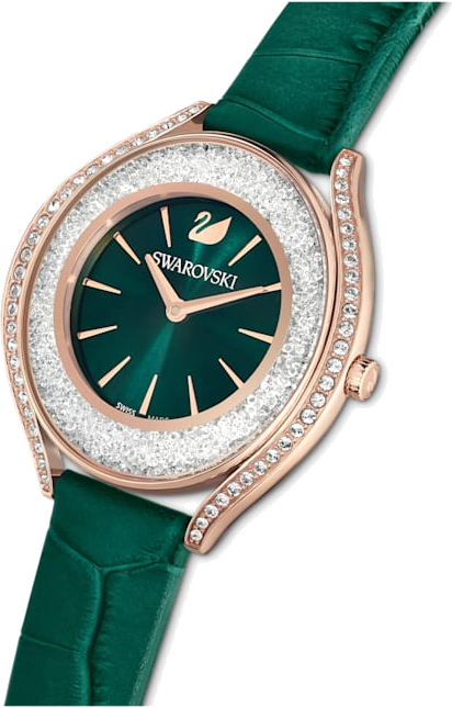 Montre Femme Swarovski 5644078, Cadran Tonneau Vert et Boîtier Or Rose, Bracelet Cuir Vert vue 3