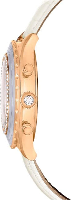 Montre Swarovski 5671150 Octea Chrono Bracelet Cuir Blanc et Cristaux vue 5
