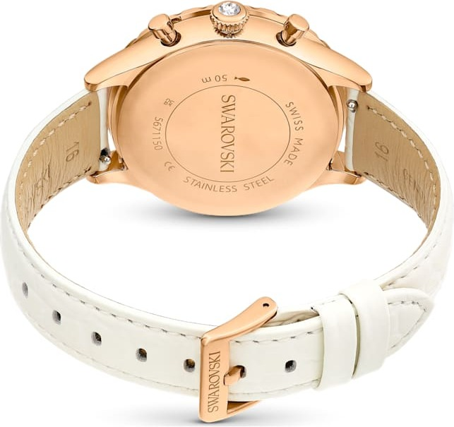 Montre Swarovski 5671150 Octea Chrono Bracelet Cuir Blanc et Cristaux vue 7