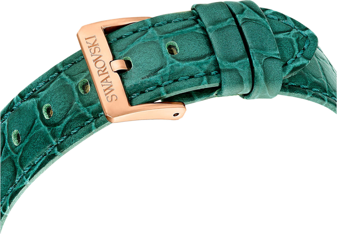 Montre Swarovski Octea Lux Chrono 5672931 bracelet cuir vert finition or rose vue 7