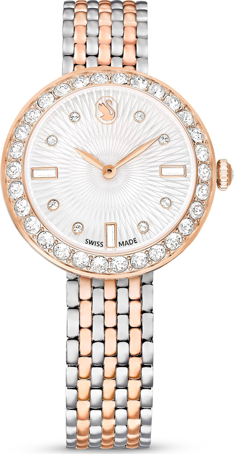Montre Swarovski Certa 5672971 pour Femme - Boîtier Acier & Cristaux, Bracelet Bicolore Argent/Or Rose