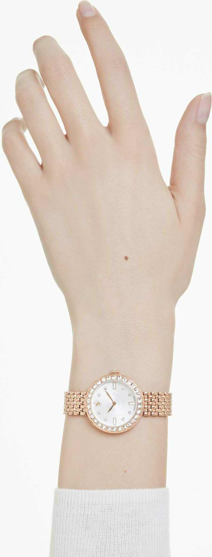 Montre Swarovski Certa 5672981 pour Femme, Cadran Blanc, Boîtier Or Rose et Cristaux, Bracelet Acier vue 5