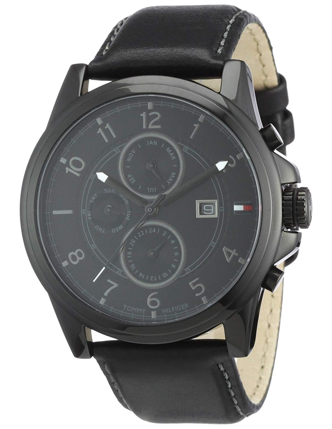 Montre Homme Tommy Hilfiger 1710295 - Cadran et Boîtier Noir, Bracelet Cuir