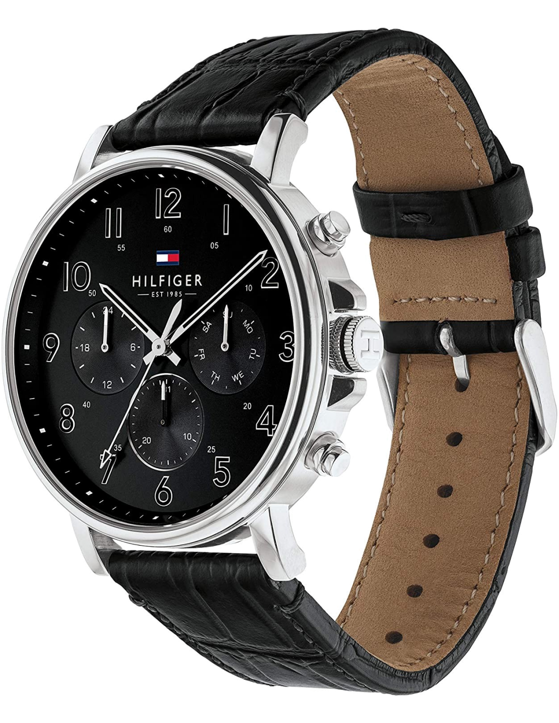 Montre Homme Tommy Hilfiger 1710381 - Cadran Noir 44mm, Bracelet Cuir Texturé Noir vue 2