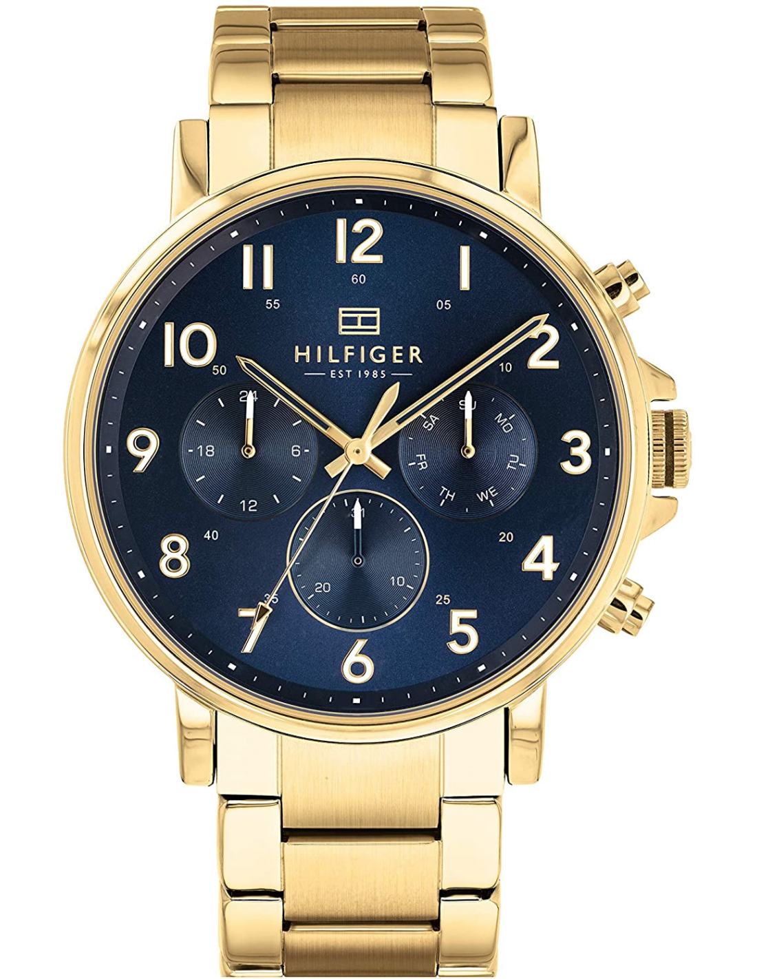 Montre Homme Tommy Hilfiger 1710384 - Cadran Bleu, Boîtier et Bracelet Acier Doré