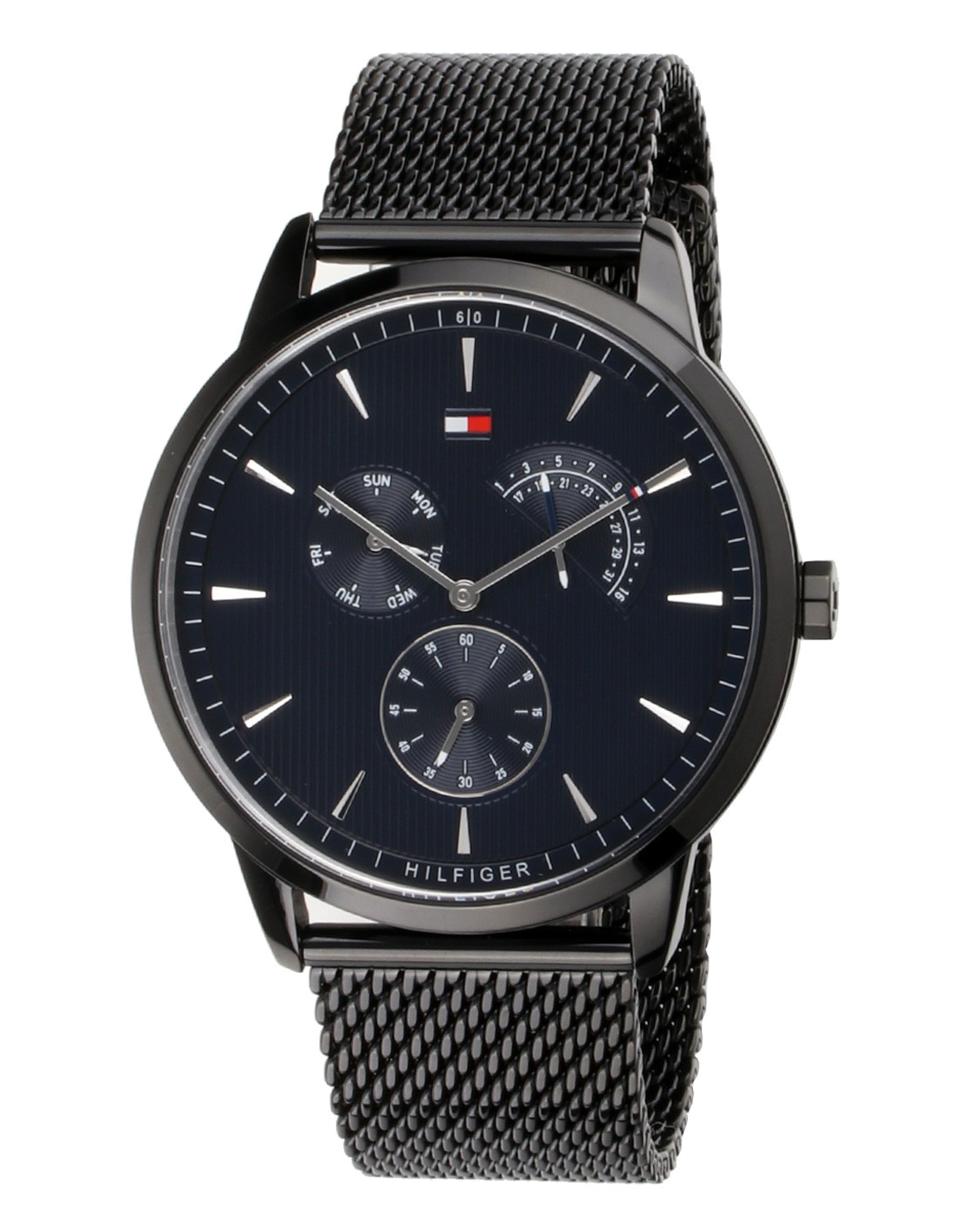 Montre Homme Tommy Hilfiger Brad 1710392 - Cadran Bleu, Boîtier Noir, Bracelet Maille Milanaise Acier