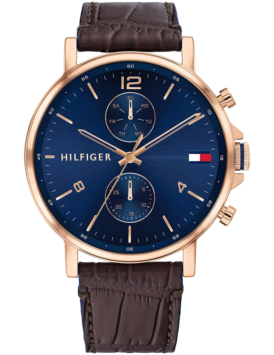 Montre Homme Tommy Hilfiger 1710418 Daniel - Cadran Bleu, Boîtier Or Rose, Bracelet Cuir
