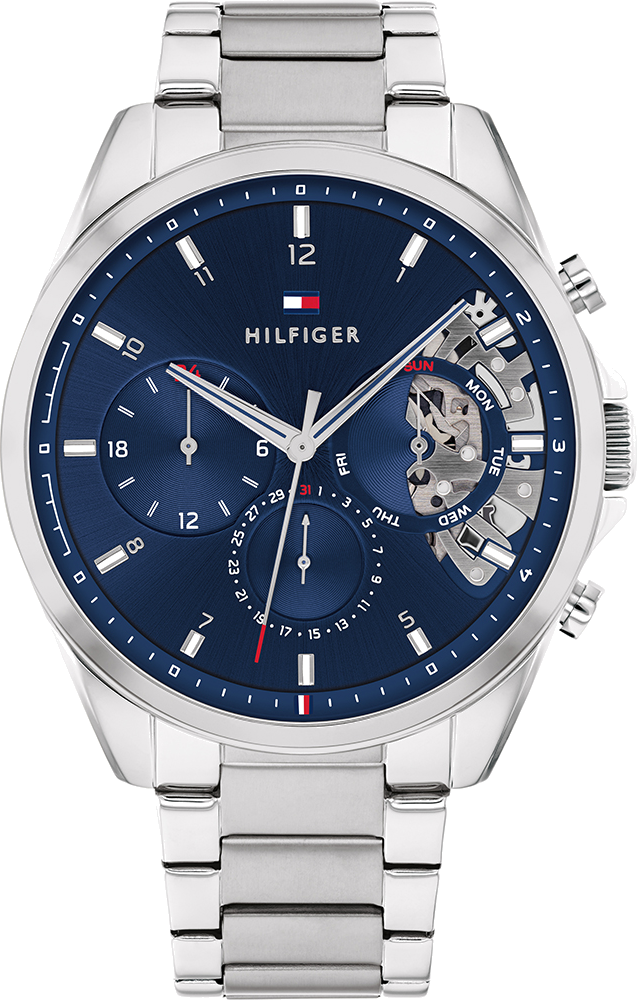Montre Homme Tommy Hilfiger 1710448 Baker - Boîtier Acier Poli & Cadran Bleu