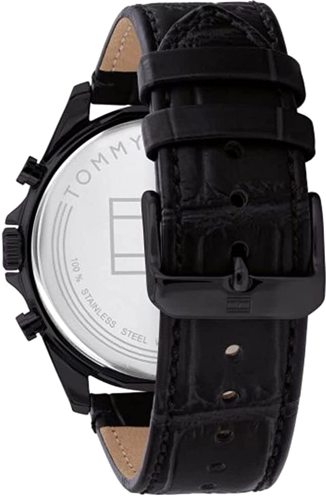 Montre Homme Tommy Hilfiger 1710452 Squelette - Boîtier Acier Or Rose, Cadran Noir, Bracelet Cuir Noir vue 2