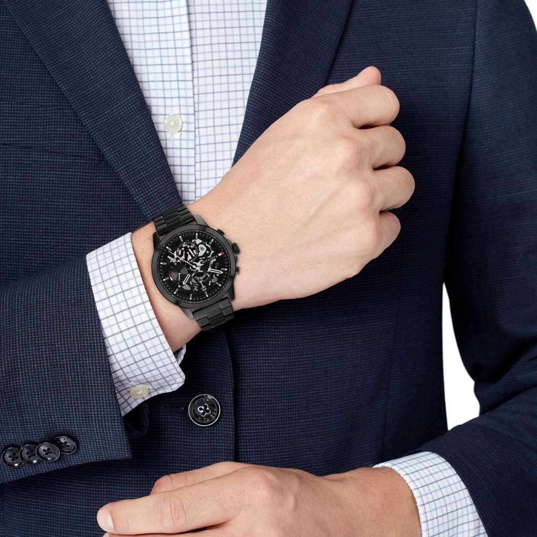 Montre Homme Tommy Hilfiger Henry 1710478 - Cadran Squelette Noir, Boîtier Acier, Bracelet Cuir vue 4