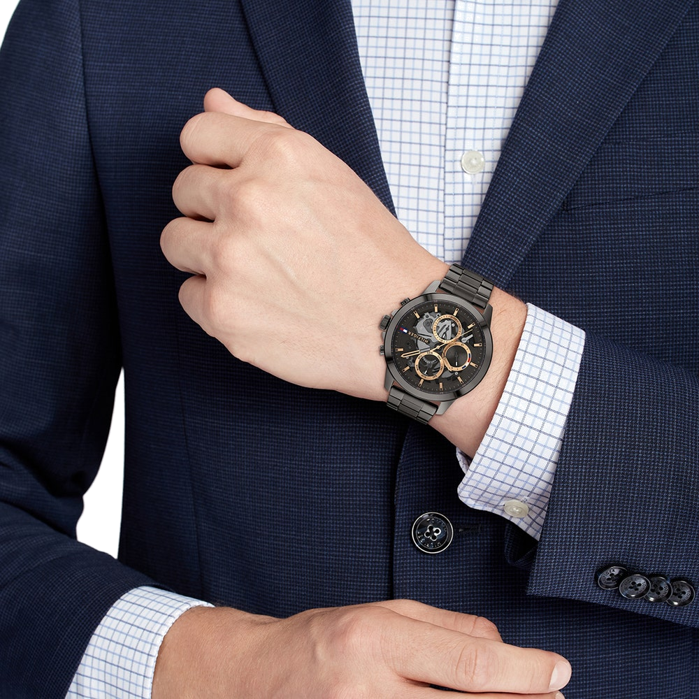 Montre Homme Tommy Hilfiger 1710479 Henry Automatique Squelette Anthracite vue 4