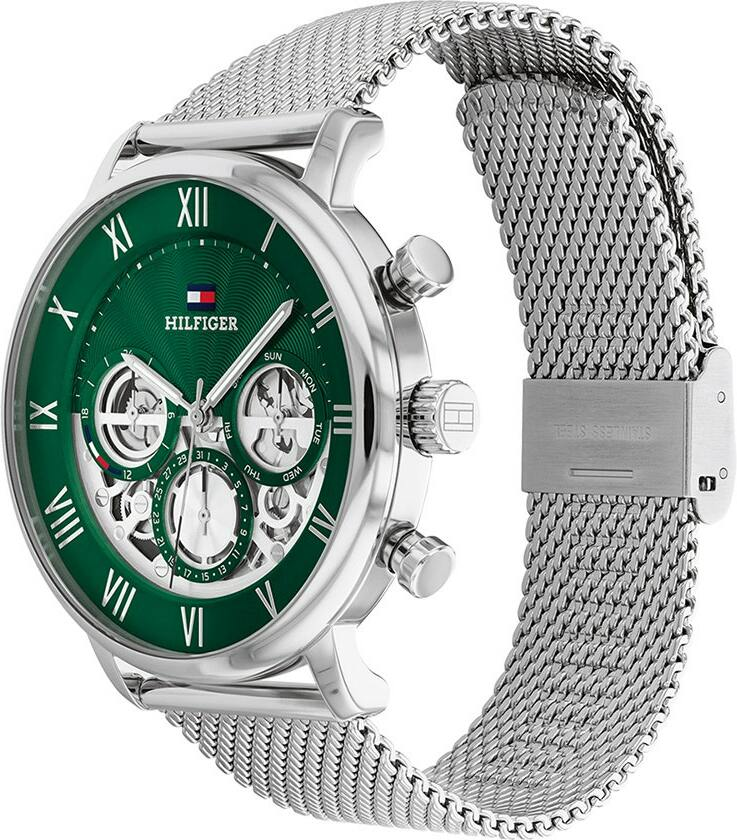 Montre Tommy Hilfiger 1710567 en Acier Argenté et Cadran Vert Squelette vue 2