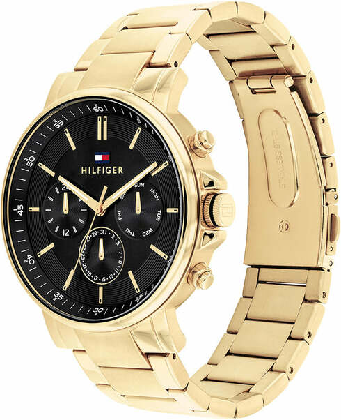 Montre Homme Tommy Hilfiger 1710589 Tyson - Boîtier et Bracelet Acier Doré, Cadran Noir Multifonctions vue 2