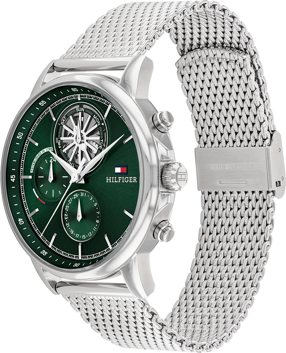 Montre Homme Tommy Hilfiger Stewart 1710608 Cadran Vert Acier Maille Milanaise vue 2