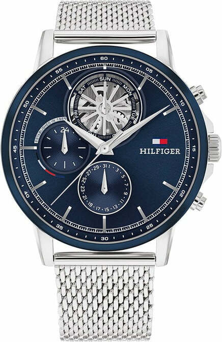 Montre Homme Tommy Hilfiger Stewart 1710609 - Cadran Bleu, Bracelet Maille Milanaise Acier