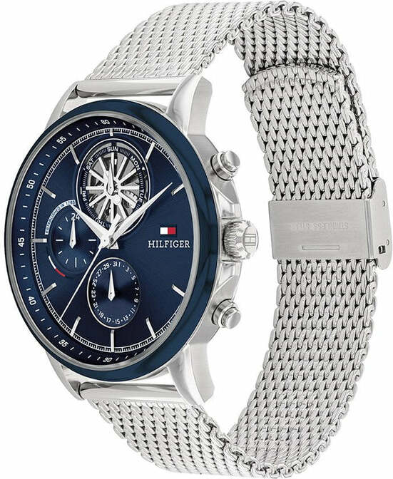 Montre Homme Tommy Hilfiger Stewart 1710609 - Cadran Bleu, Bracelet Maille Milanaise Acier vue 2