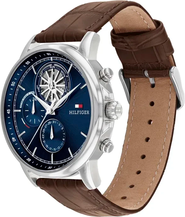 Montre Homme Tommy Hilfiger Stewart 1710629 - Cadran Bleu Multifonctions, Bracelet Cuir Marron vue 2