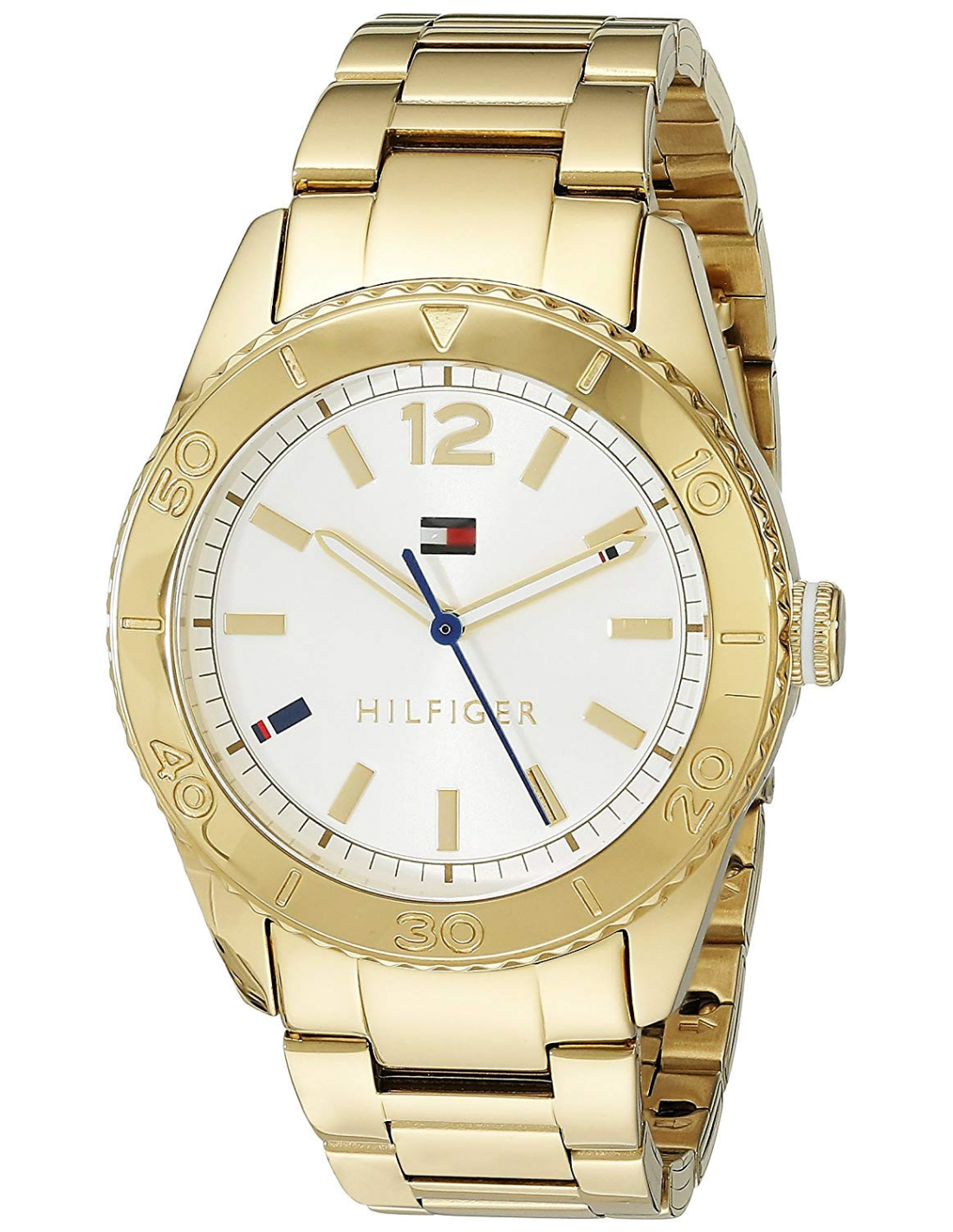 Montre Tommy Hilfiger 1781268 pour Femme, Cadran Blanc Bracelet Or