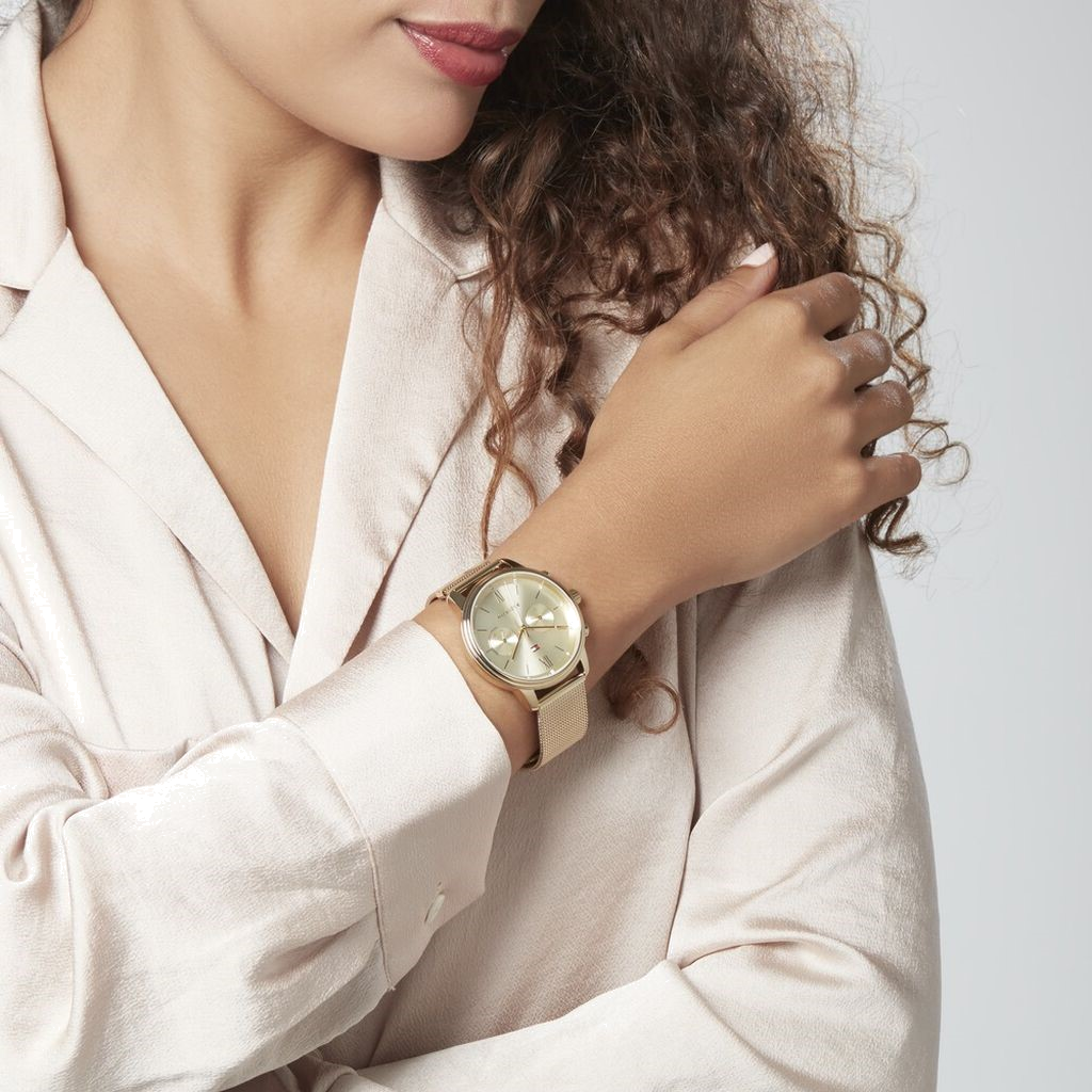 Montre Tommy Hilfiger 1782302 Blake en maille milanaise dorée vue 4