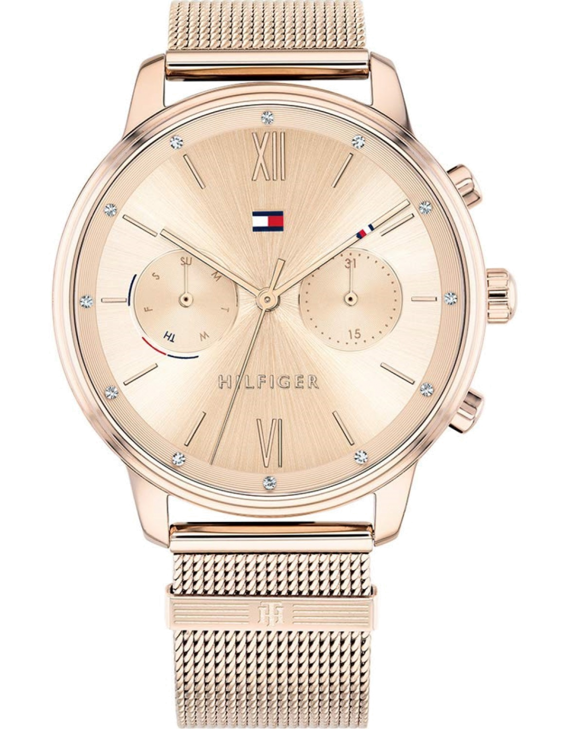 Montre Tommy Hilfiger 1782303 en maille milanaise or rose