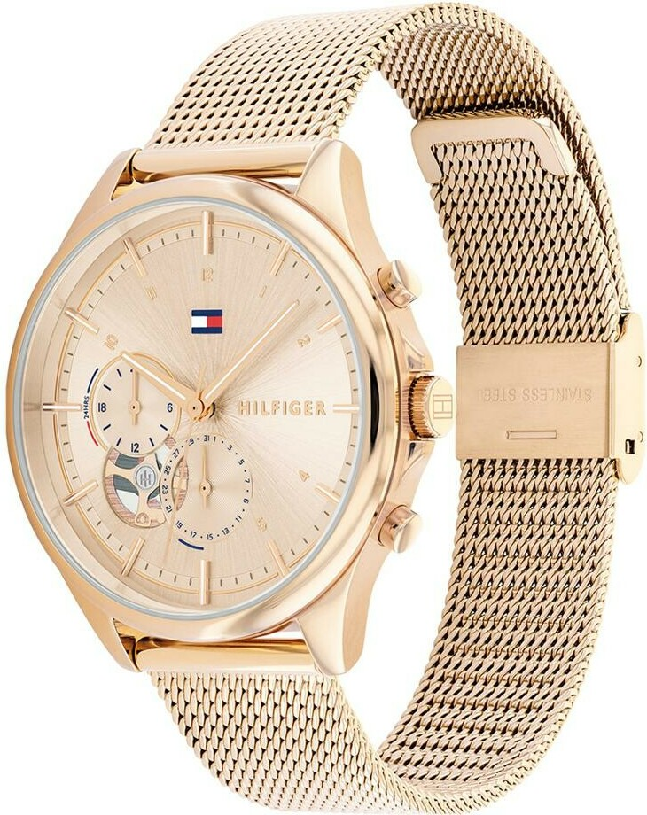 Montre Tommy Hilfiger Quinn 1782486 pour Femme - Cadran et Bracelet Acier Maille Milanaise Or Rose vue 2
