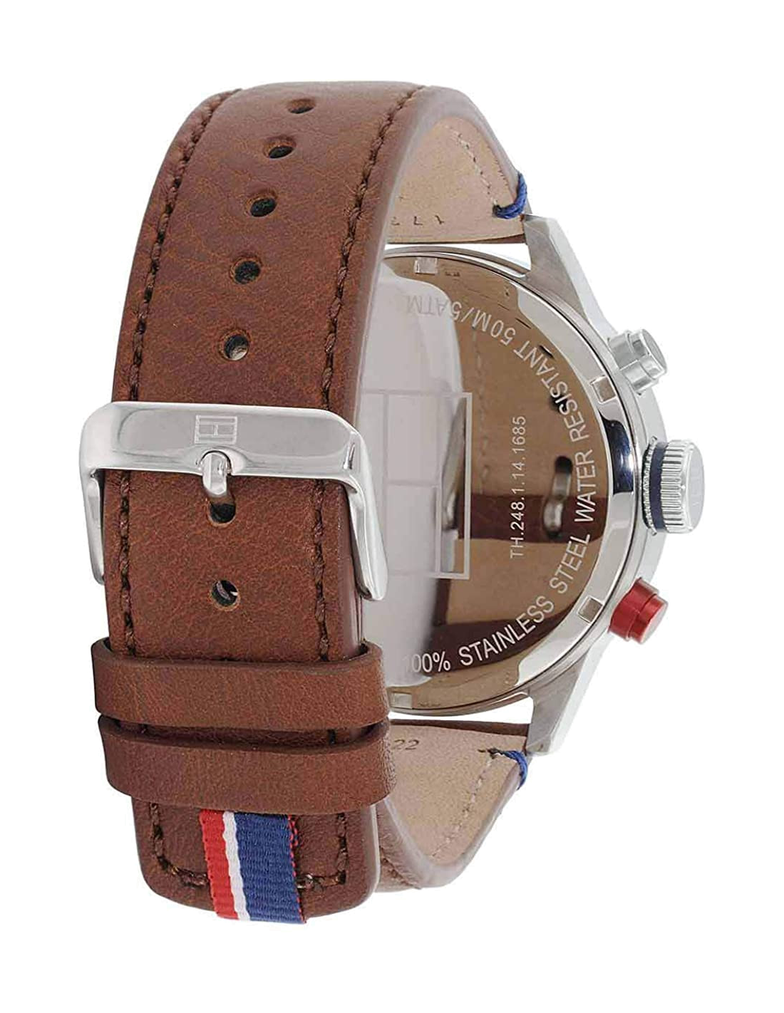 Montre Homme Tommy Hilfiger 1791066 - Cadran Bleu, Boîtier Acier, Bracelet Cuir Marron vue 3