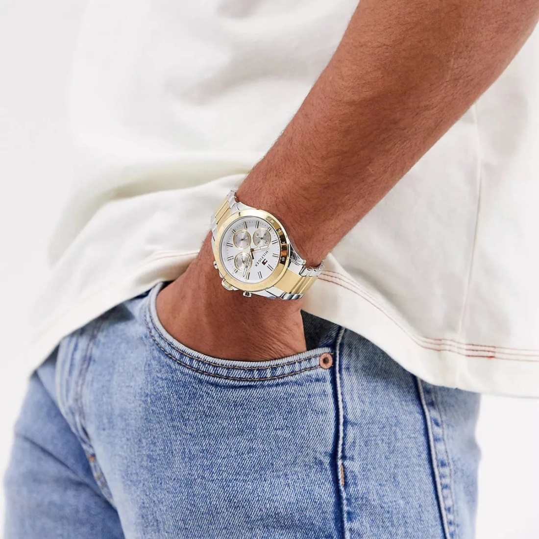 Montre Homme Tommy Hilfiger 1791226 - Boîtier acier 44mm, cadran bleu, bracelet bi-ton vue 3