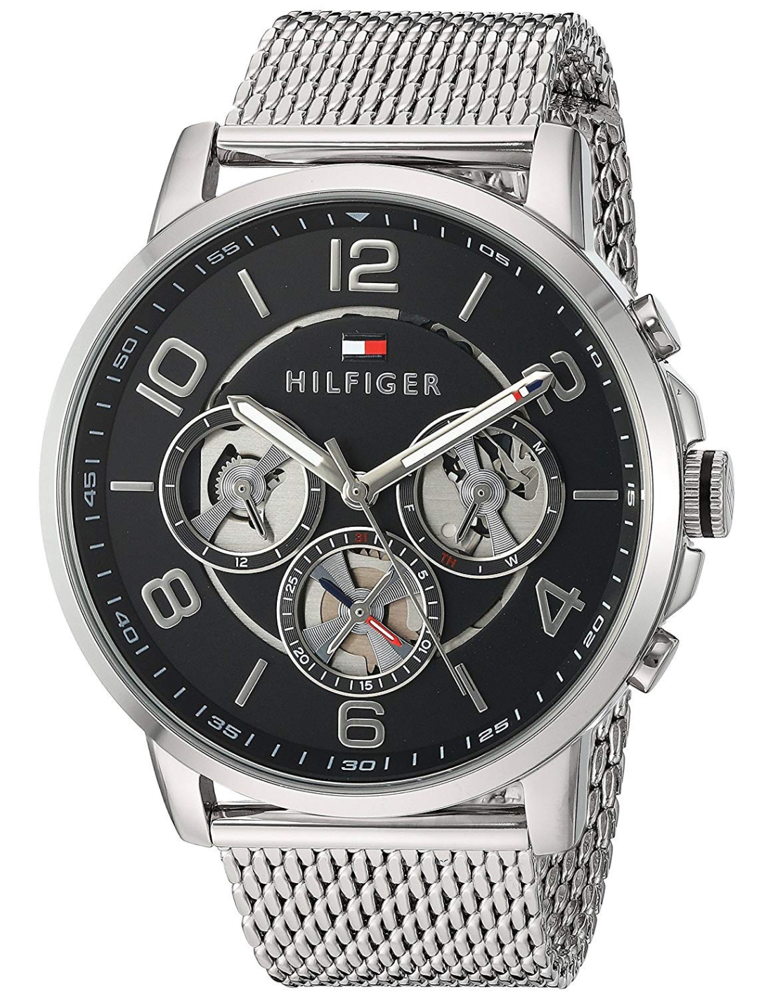 Montre Homme Tommy Hilfiger 1791292 - Acier Poli, Cadran Bleu Marine, Bracelet Maille