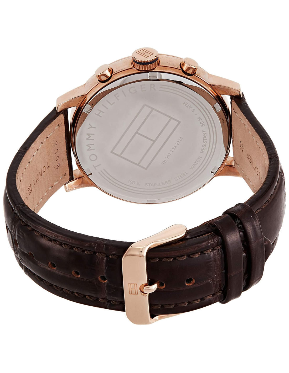 Montre Homme Tommy Hilfiger Alden 1791308 - Cadran Bleu, Boîtier Or Rose, Bracelet Cuir Marron vue 3