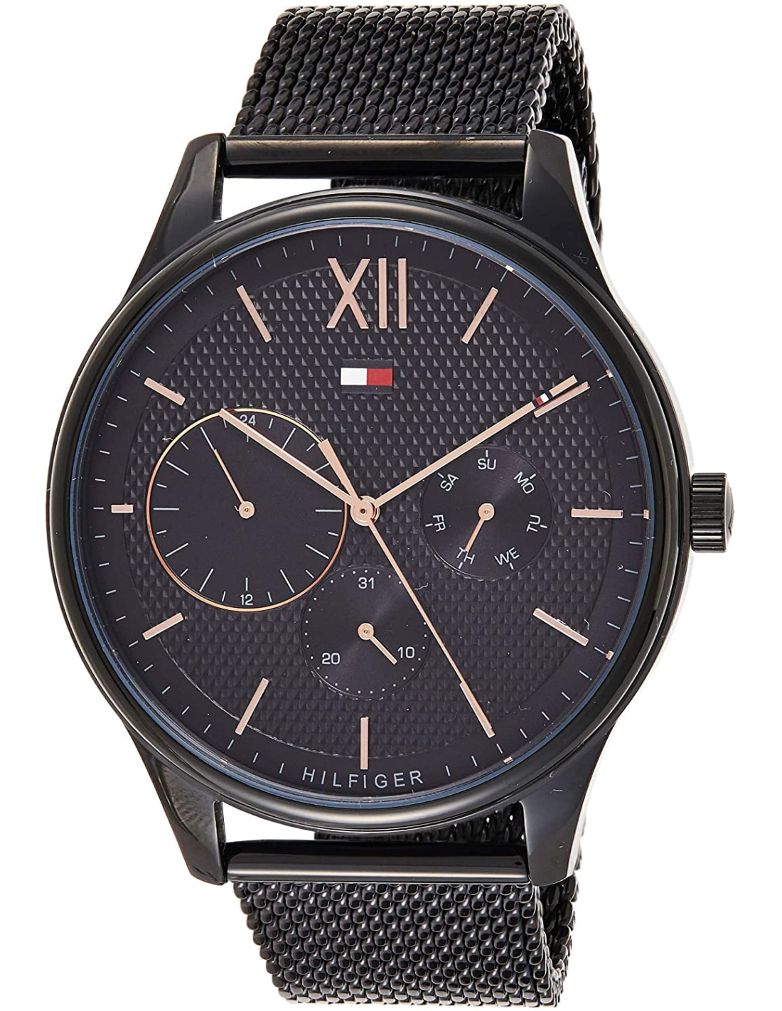 Montre Homme Tommy Hilfiger Damon 1791420 - Cadran Noir, Bracelet Maille Milanaise Noir