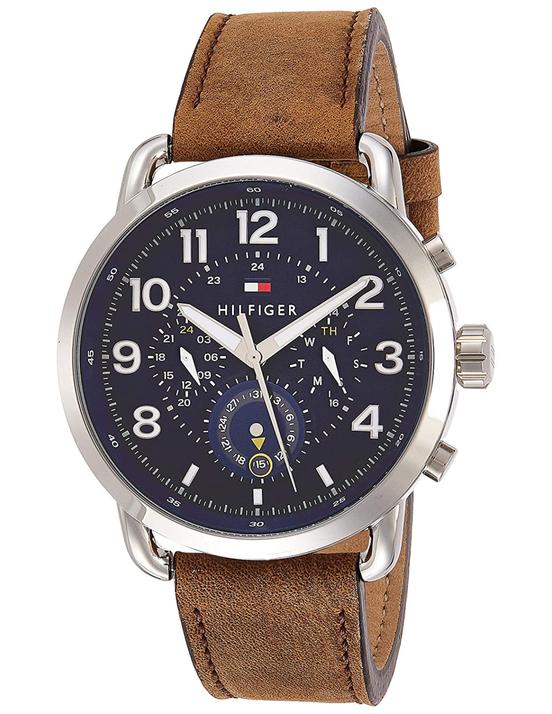 Montre Homme Tommy Hilfiger Briggs 1791424 - Cadran Bleu, Bracelet Cuir Marron