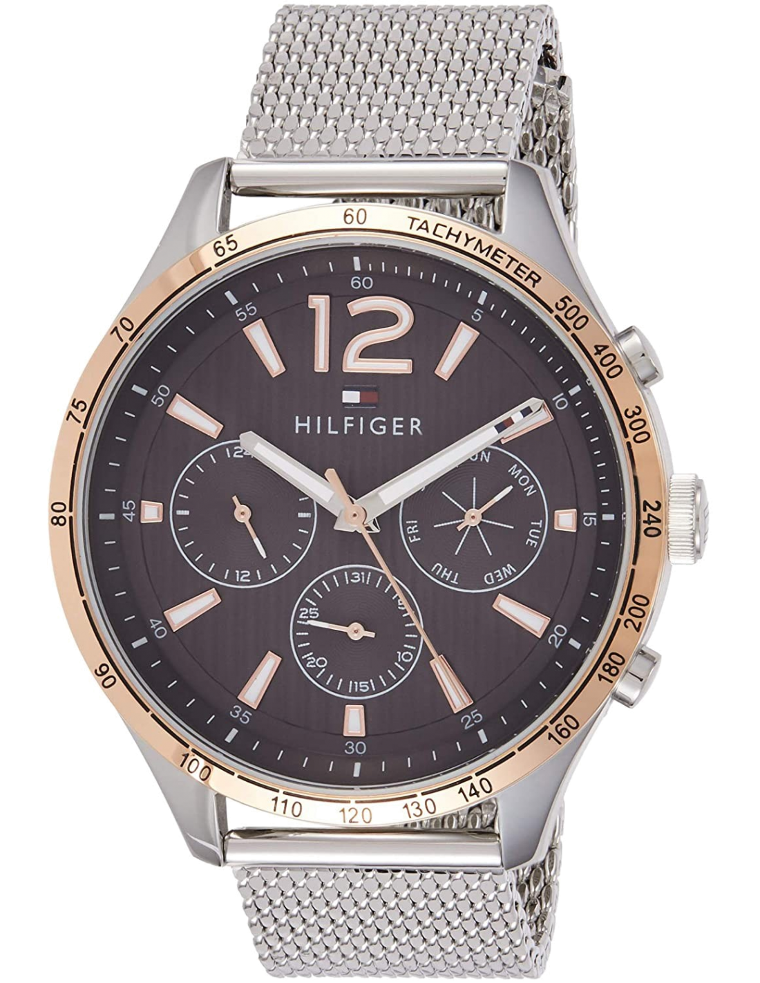 Montre Homme Tommy Hilfiger 1791466 Gavin - Boîtier Acier, Cadran Noir, Bracelet Cuir Brun