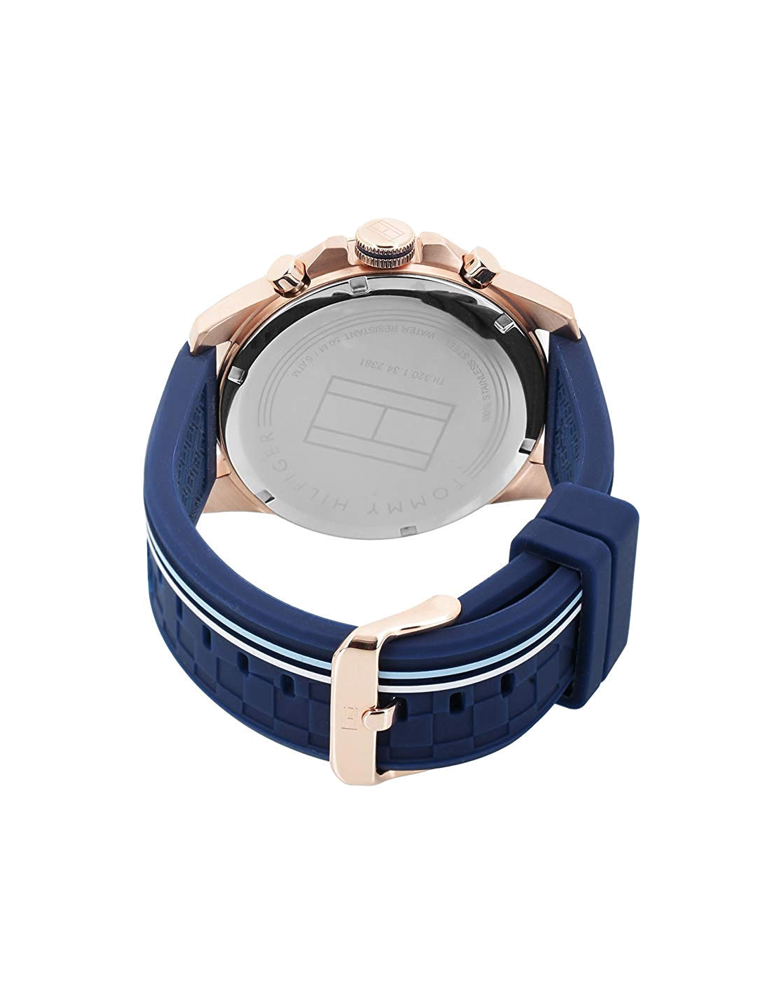Montre Homme Tommy Hilfiger 1791474 - Boîtier Or Rose, Cadran et Bracelet Silicone Bleu vue 3